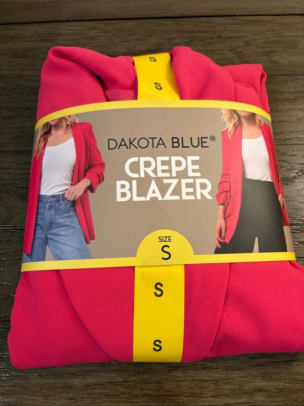 NWT [Dakota Blue] Crepe Open-Front Ruched 3/4 Sleeve Blazer Hot Pink Women’s S - Picture 4 of 6
